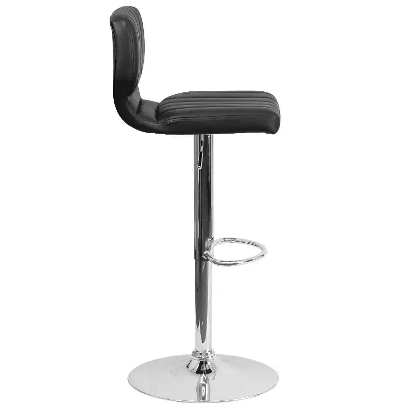 Flash Furniture Contemporary Vinyl Adjustable Height Barstool with Vertical Stitch Back and Chrome Base