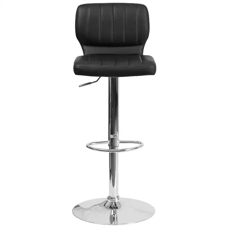 Flash Furniture Contemporary Vinyl Adjustable Height Barstool with Vertical Stitch Back and Chrome Base