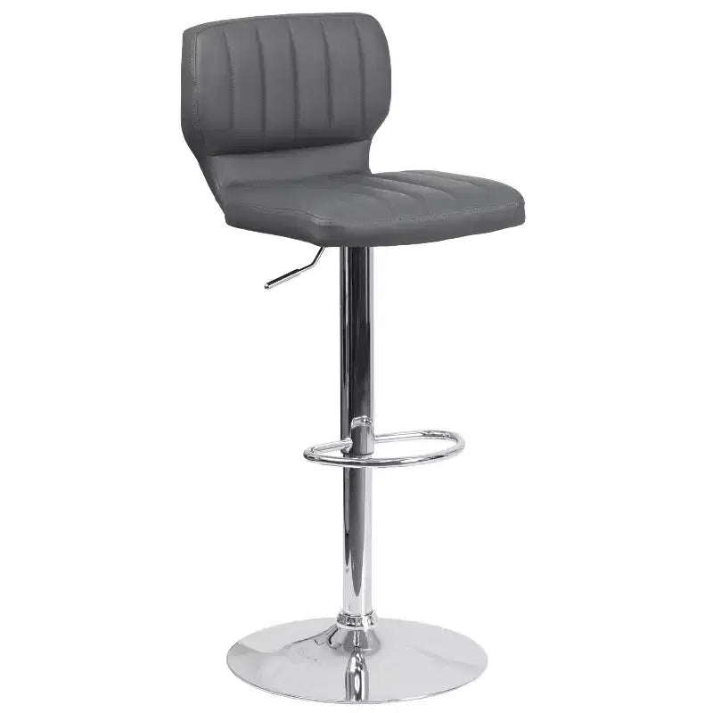 Flash Furniture Contemporary Vinyl Adjustable Height Barstool with Vertical Stitch Back and Chrome Base