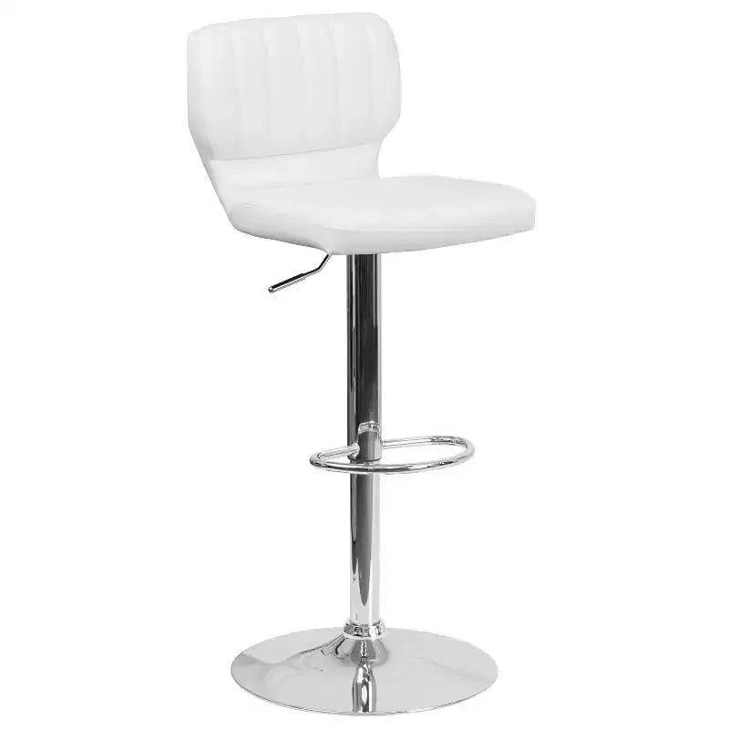 Flash Furniture Contemporary Vinyl Adjustable Height Barstool with Vertical Stitch Back and Chrome Base