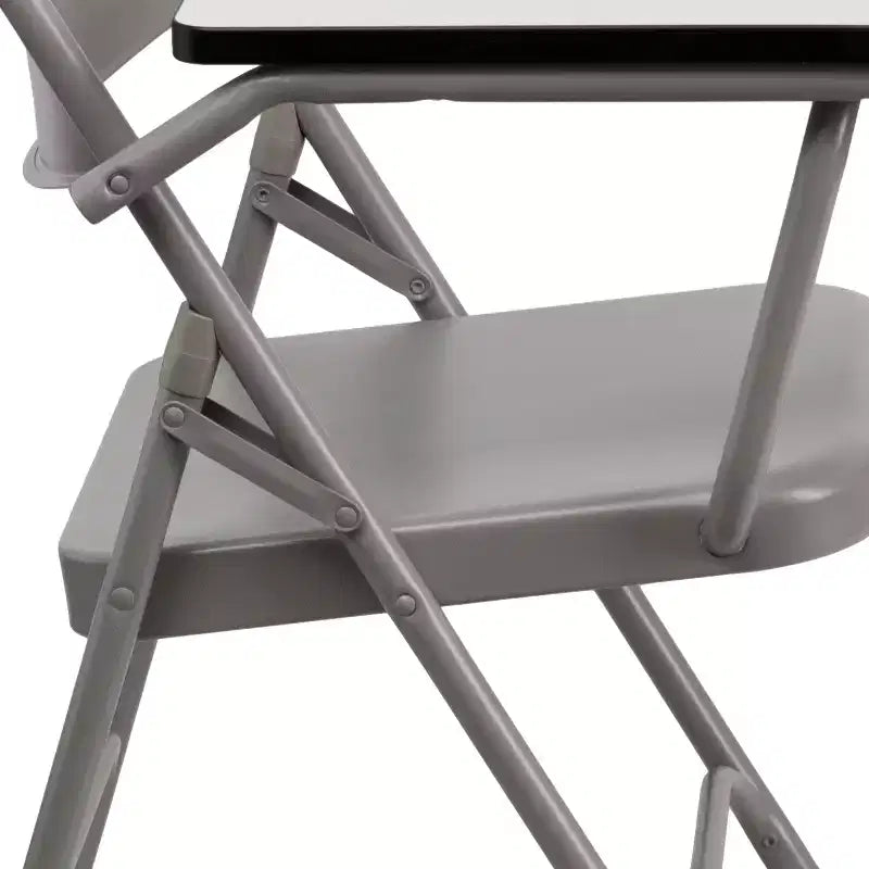 Emma and Oliver 2 Pack Premium Steel Beige Folding Chair with Right Handed Tablet Arm - Event Chair