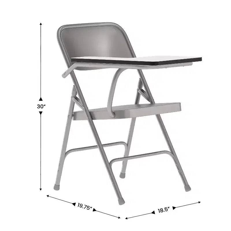 Emma and Oliver 2 Pack Premium Steel Beige Folding Chair with Right Handed Tablet Arm - Event Chair