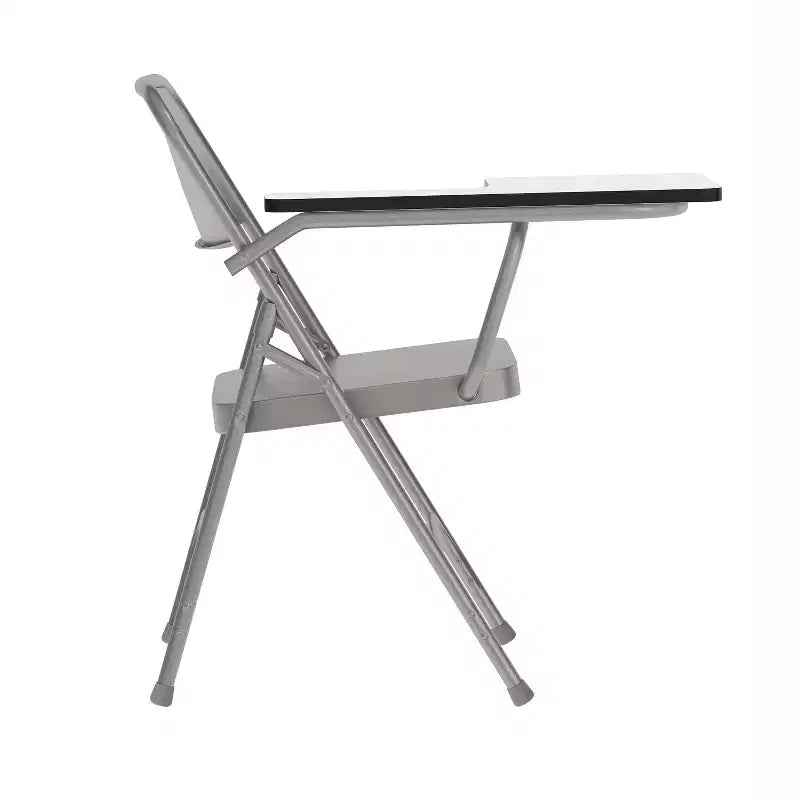 Emma and Oliver 2 Pack Premium Steel Beige Folding Chair with Right Handed Tablet Arm - Event Chair