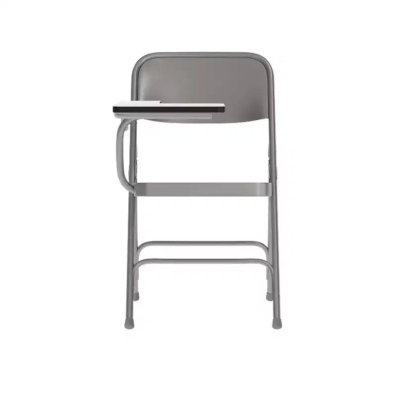 Emma and Oliver 2 Pack Premium Steel Beige Folding Chair with Right Handed Tablet Arm - Event Chair