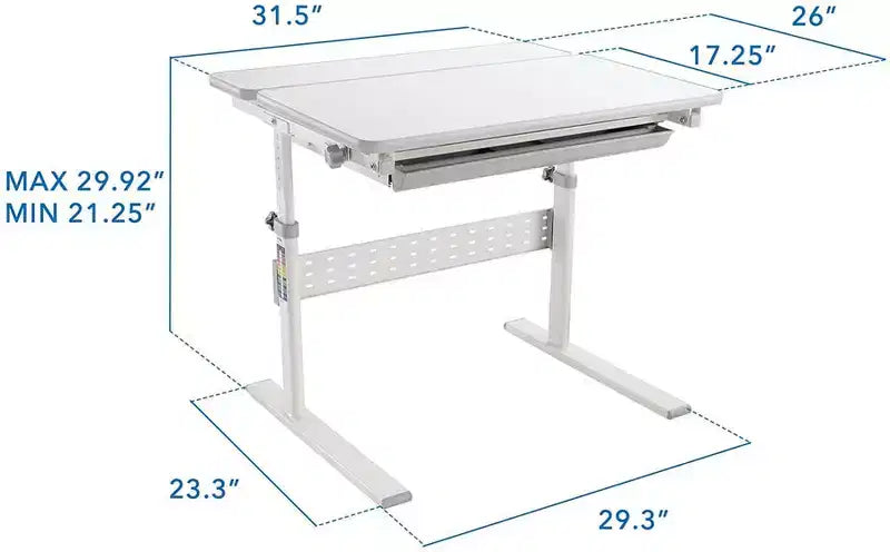 Mount-It! Height Adjustable Desk for Kids, Children's Workstation with Tilting Desktop and Drawer For Storage, Writing, Drawing, Reading & Studying