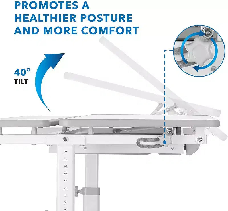 Mount-It! Height Adjustable Desk for Kids, Children's Workstation with Tilting Desktop and Drawer For Storage, Writing, Drawing, Reading & Studying