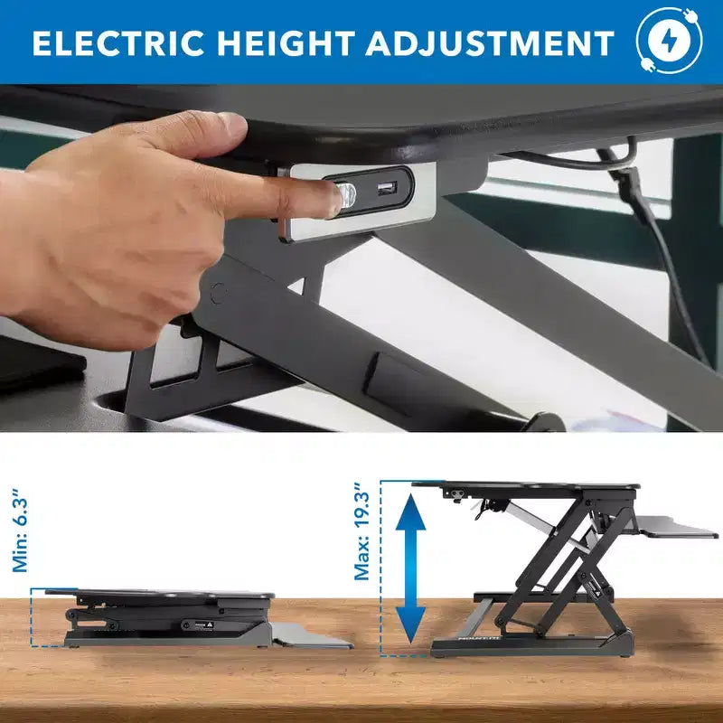 Mount-It! Electric Stand Up Desk Converter with Dual Monitor Arm, Motorized Standing Desk Riser with Monitor Mount for 2 Screens max 32, Large 47