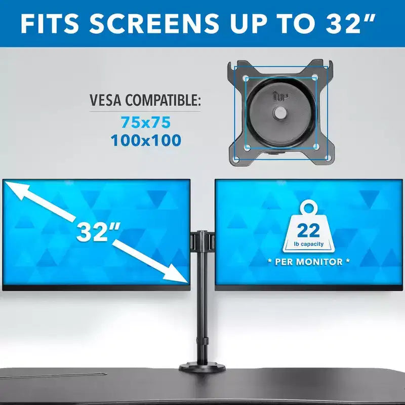 Mount-It! Electric Stand Up Desk Converter with Dual Monitor Arm, Motorized Standing Desk Riser with Monitor Mount for 2 Screens max 32, Large 47