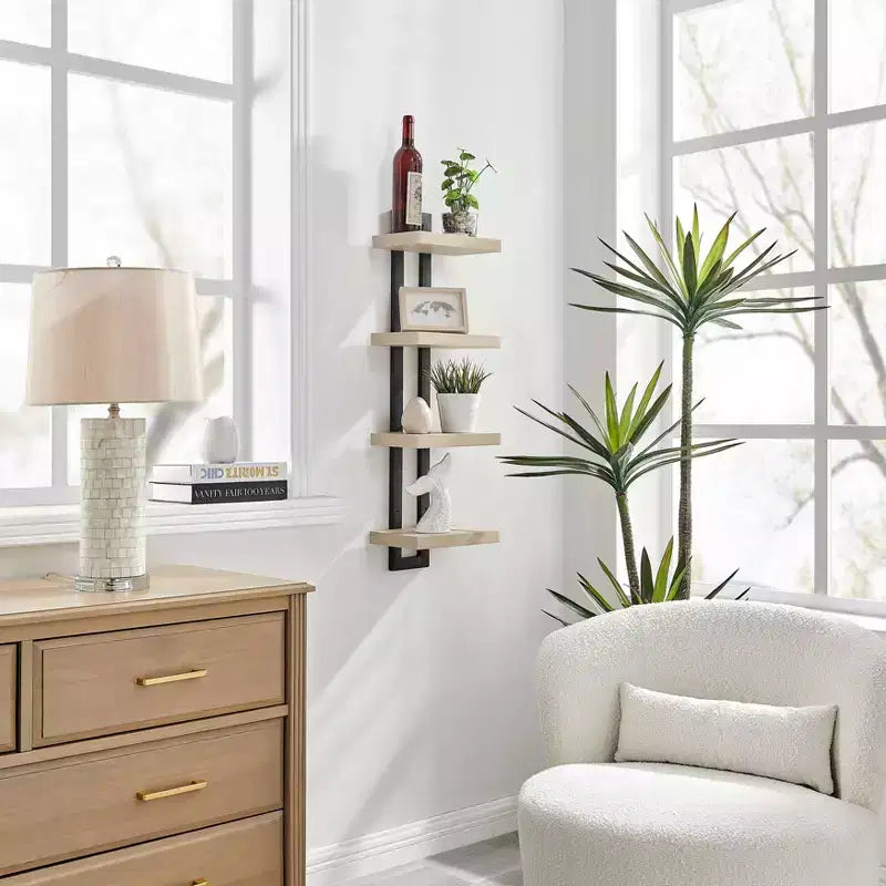 36 x 11 4 Tier Ladder Bracket Floating Wall Shelf Unit - Danya B.