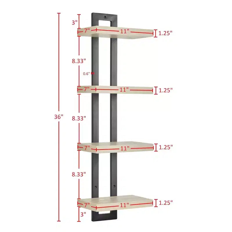 36 x 11 4 Tier Ladder Bracket Floating Wall Shelf Unit - Danya B.