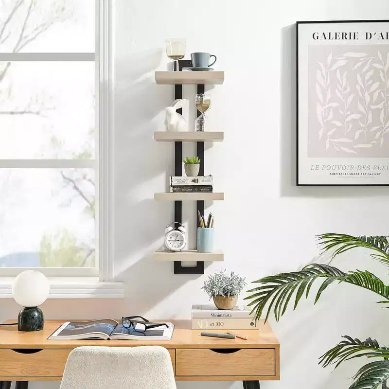 36 x 11 4 Tier Ladder Bracket Floating Wall Shelf Unit - Danya B.