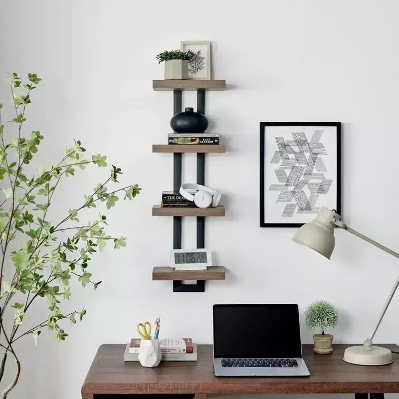 36 x 11 4 Tier Ladder Bracket Floating Wall Shelf Unit - Danya B.
