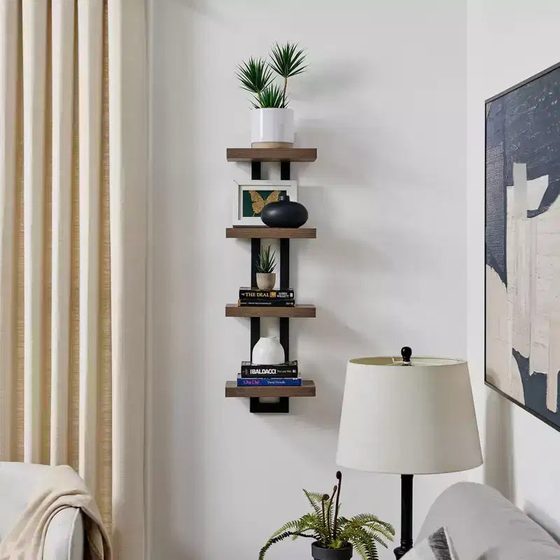 36 x 11 4 Tier Ladder Bracket Floating Wall Shelf Unit - Danya B.
