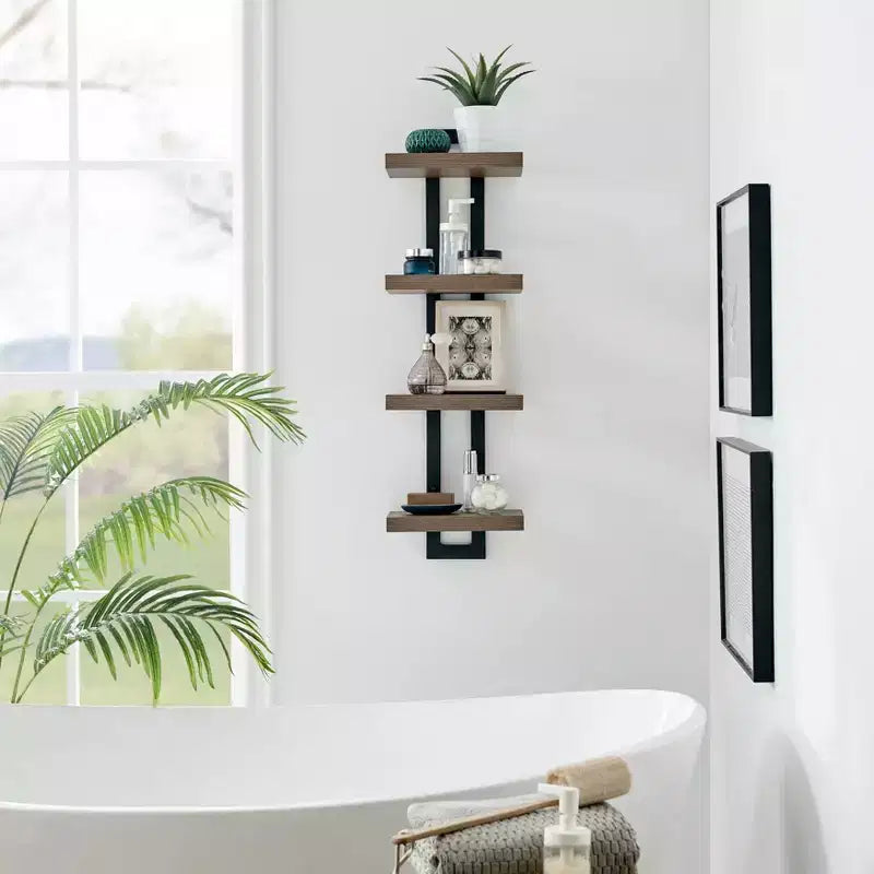 36 x 11 4 Tier Ladder Bracket Floating Wall Shelf Unit - Danya B.