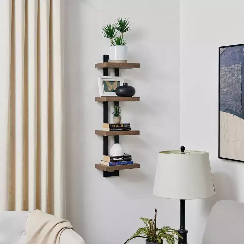 36 x 11 4 Tier Ladder Bracket Floating Wall Shelf Unit - Danya B.