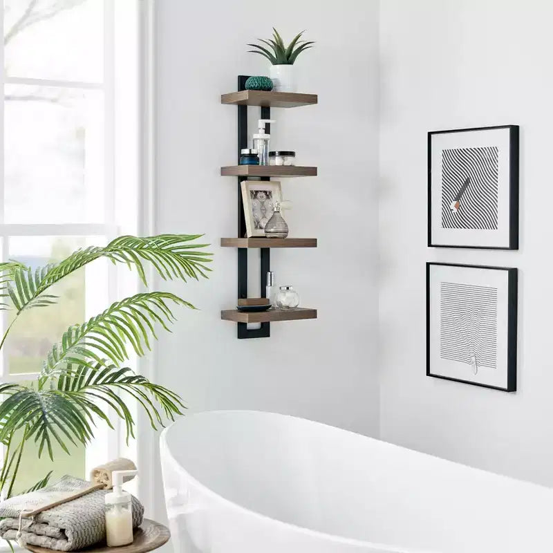 36 x 11 4 Tier Ladder Bracket Floating Wall Shelf Unit - Danya B.
