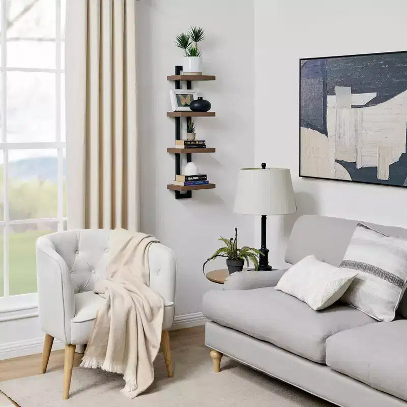 36 x 11 4 Tier Ladder Bracket Floating Wall Shelf Unit - Danya B.