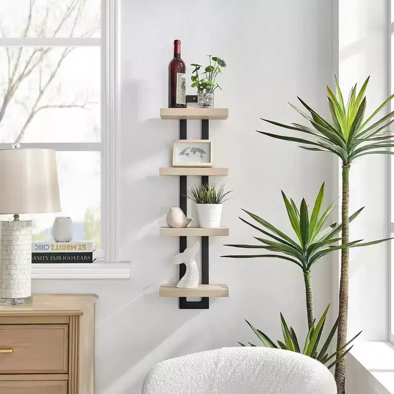 36 x 11 4 Tier Ladder Bracket Floating Wall Shelf Unit - Danya B.