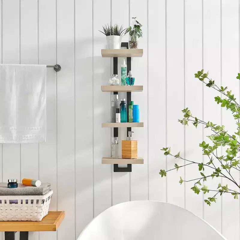 36 x 11 4 Tier Ladder Bracket Floating Wall Shelf Unit - Danya B.