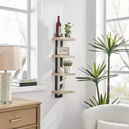 36 x 11 4 Tier Ladder Bracket Floating Wall Shelf Unit - Danya B.