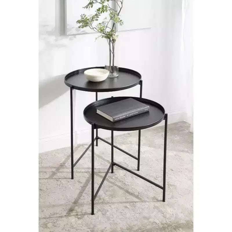 Kate and Laurel Ulani Round Metal Accent Table Set