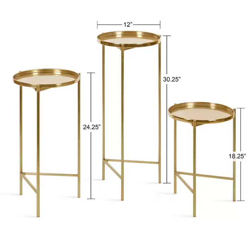 Kate and Laurel Ulani Round Metal Accent Table Set