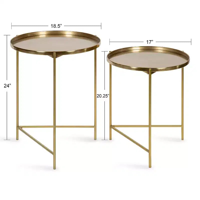 Kate and Laurel Ulani Round Metal Accent Table Set