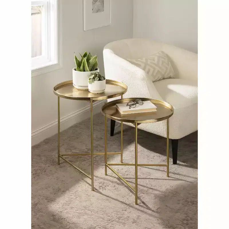 Kate and Laurel Ulani Round Metal Accent Table Set
