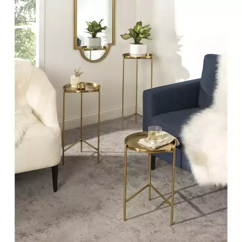 Kate and Laurel Ulani Round Metal Accent Table Set
